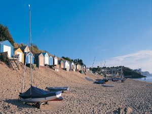 Beach huts on Abersoch beach Llyn Peninsula