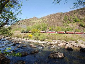 View of the train on the Highland Railway Aberglaslyn Pass
