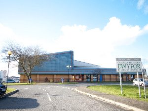 A view of Pwllheli Leisure Centre Canolfan Hamdden Dwyfor swimming gym football tennis