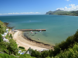Nefyn View of Nefyn beach and harbour from the coastal path