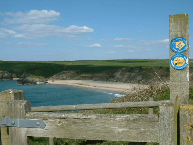 View of Porthor Porth Oer Whistling Sands from coast path