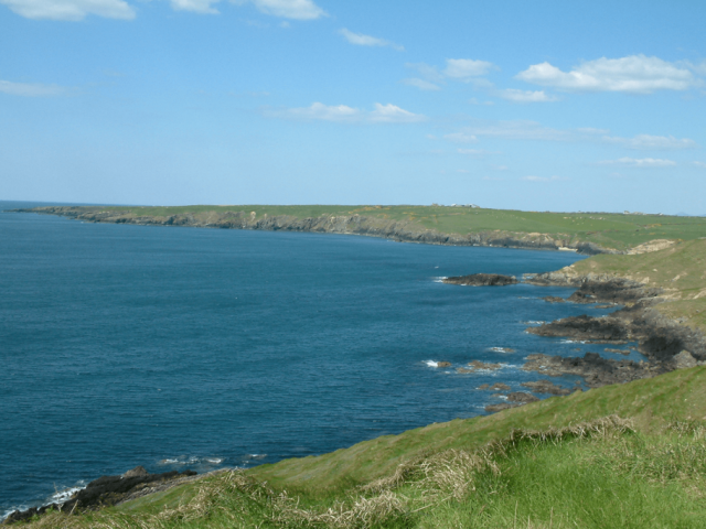 A view of the coastal to Porth Oer Porthor Whistling Sands