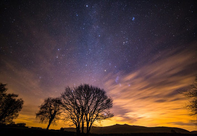 A view of the night sky, stars and constellations