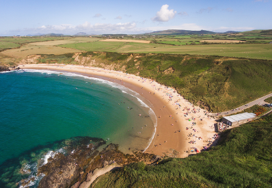 Aerial view of Porth Oer, Whistling Sands