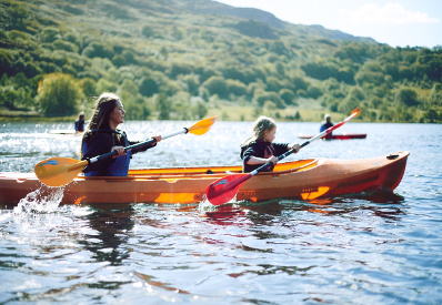 family kayaking